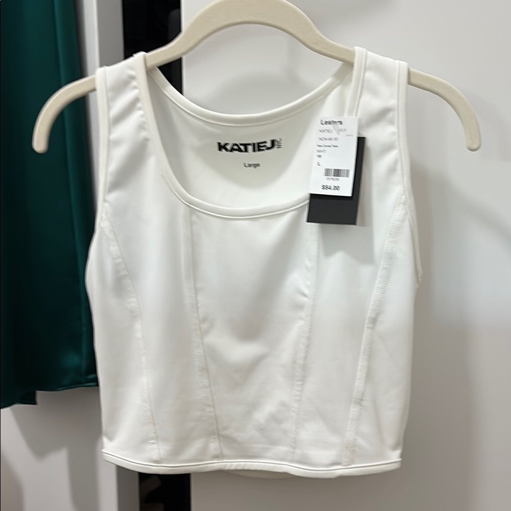 Katie J NYC Cream Sleeveless Crop Tank Top